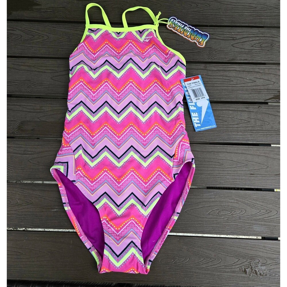 TYR The Finals Women Conga 1-pc Swimsuit Wing back Pink/multi- Size 34 New